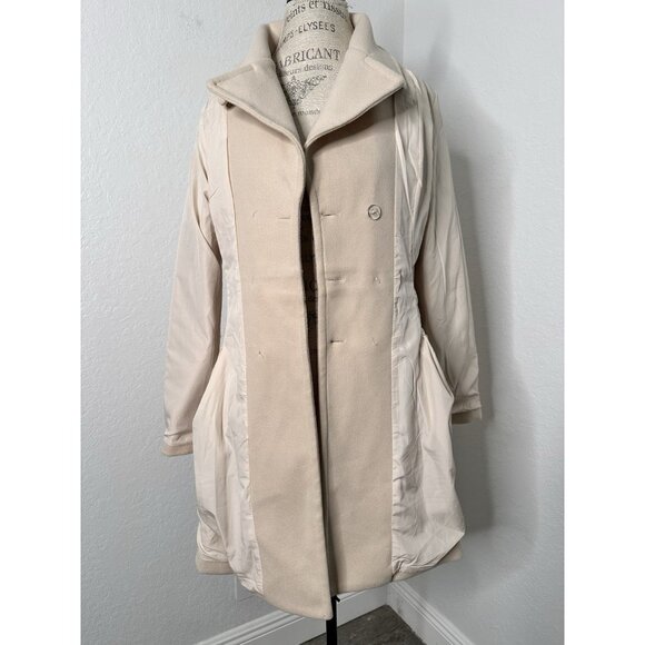 Womens Overcoats with Metal Buttons Double-Breasted Coat in Oatmeal Color Size M - Picture 3 of 8